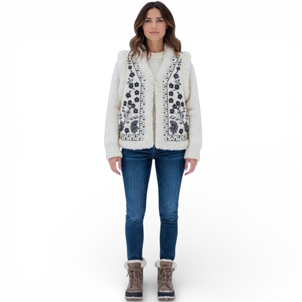 House of Harlow 1960 Faux Shearling Vest Boho Cabincore Winter Size OS One Size - Picture 9 of 11